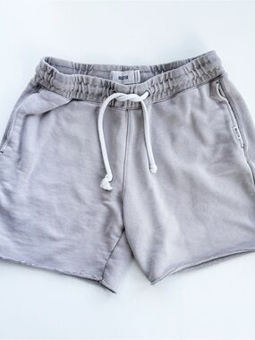 Hollister Gray Terry Elastic-Waist Casual Shorts with White Drawstring